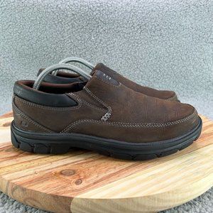Skechers Shoes Men's Sz 8.5 Relaxed Fit Brown Leather Slip On Loafers